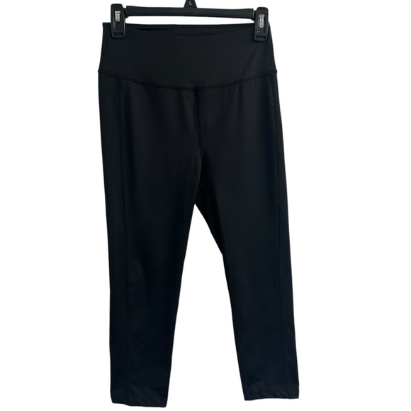 Orange Theory Leggings Small Black Zippered Pocket Logo Cropped Capri - Picture 3 of 7